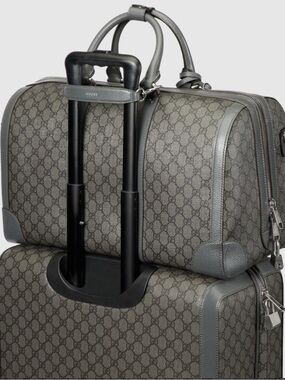 NWT Gucci Grey Leather Trolley Strap With Silver Hardware